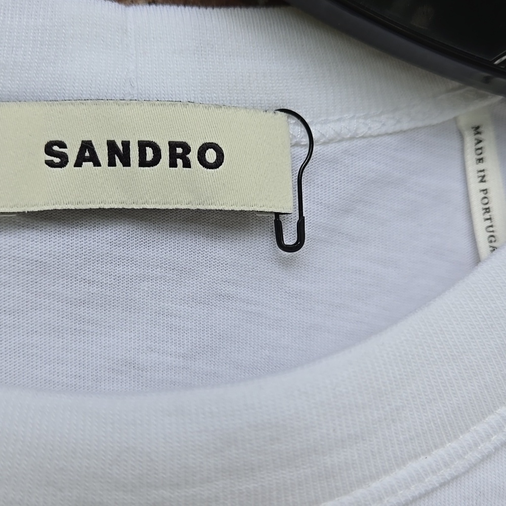 Sandro Just Love White Shoulder Pad Muscle Tee Shirt Size 0 - Picture 4 of 7